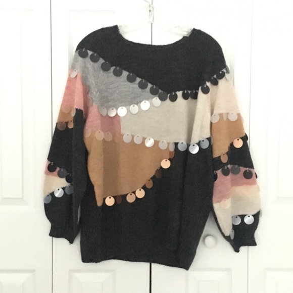 Sweaters - NWOT Womens pink and grey sequin sweater